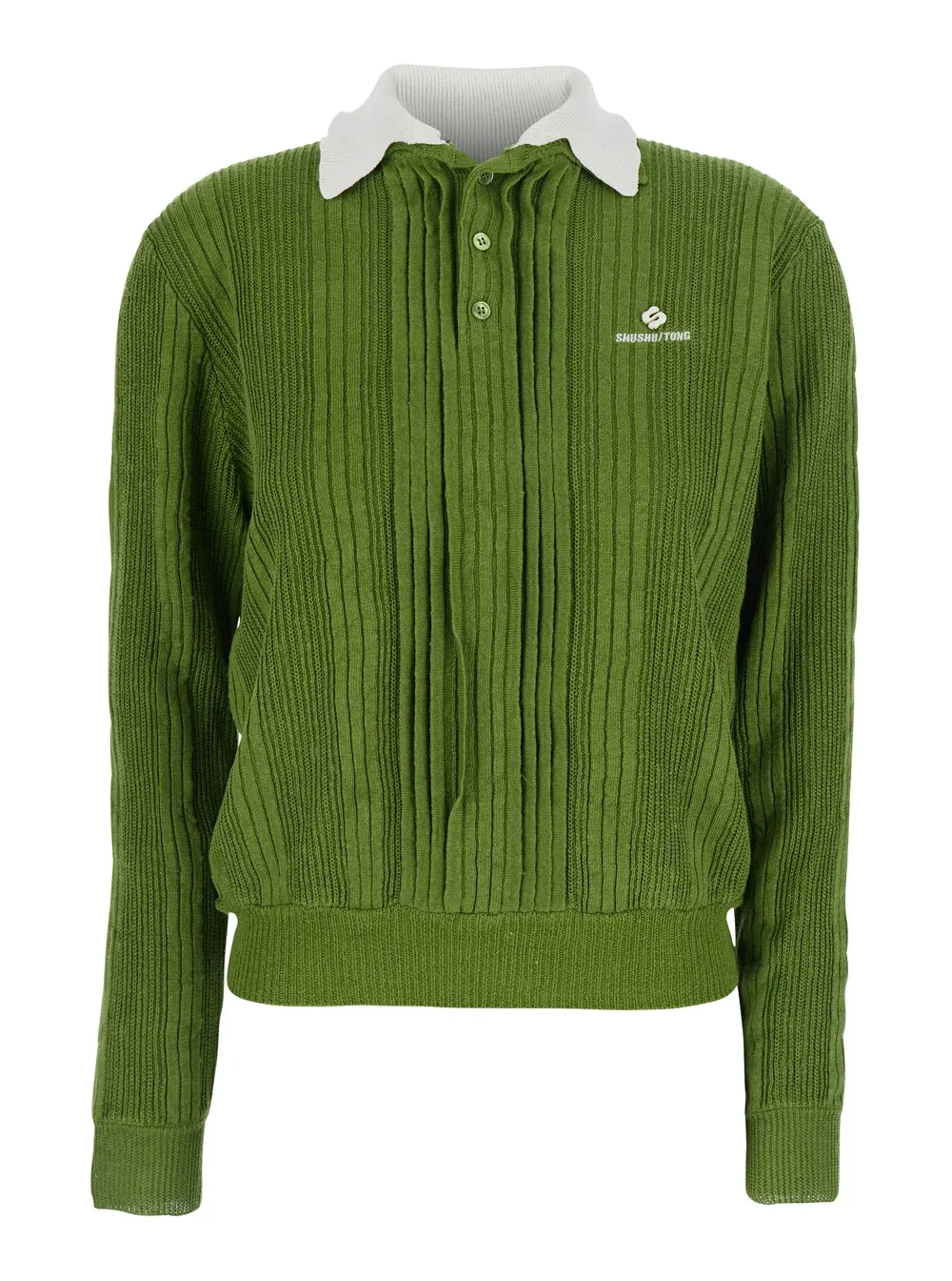 Linen Knit with Contrast Collar Pullover by Shushu/Tong