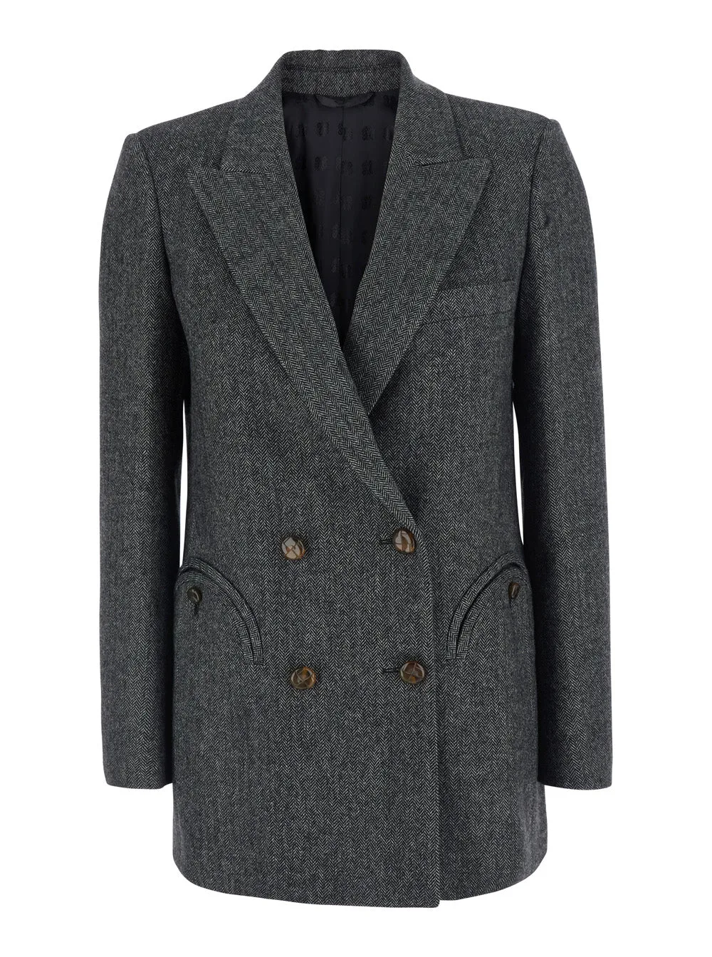 Virgin Wool Blend Double-Breasted Blazer by Blazé Milano
