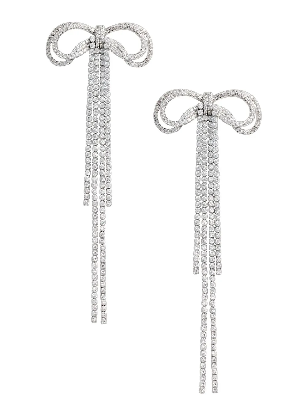 Bow and Crystal Drop Drop Earrings by Self-Portrait