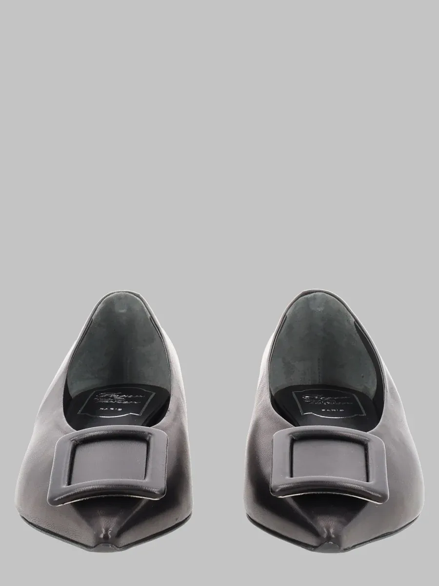 Pointed-Toe Leather Ballet Flat by Roger Vivier