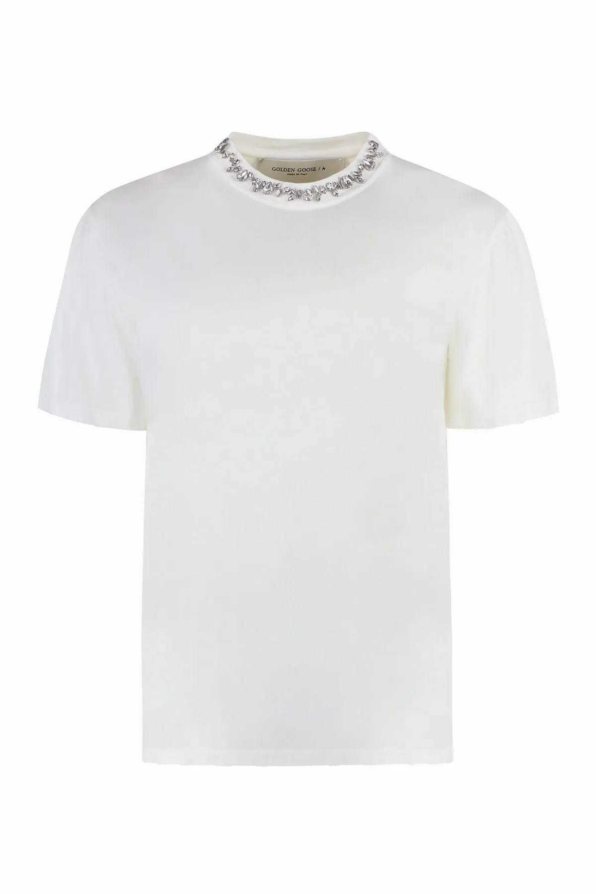 Crystal-Embroidered Cotton T-Shirt by Golden Goose