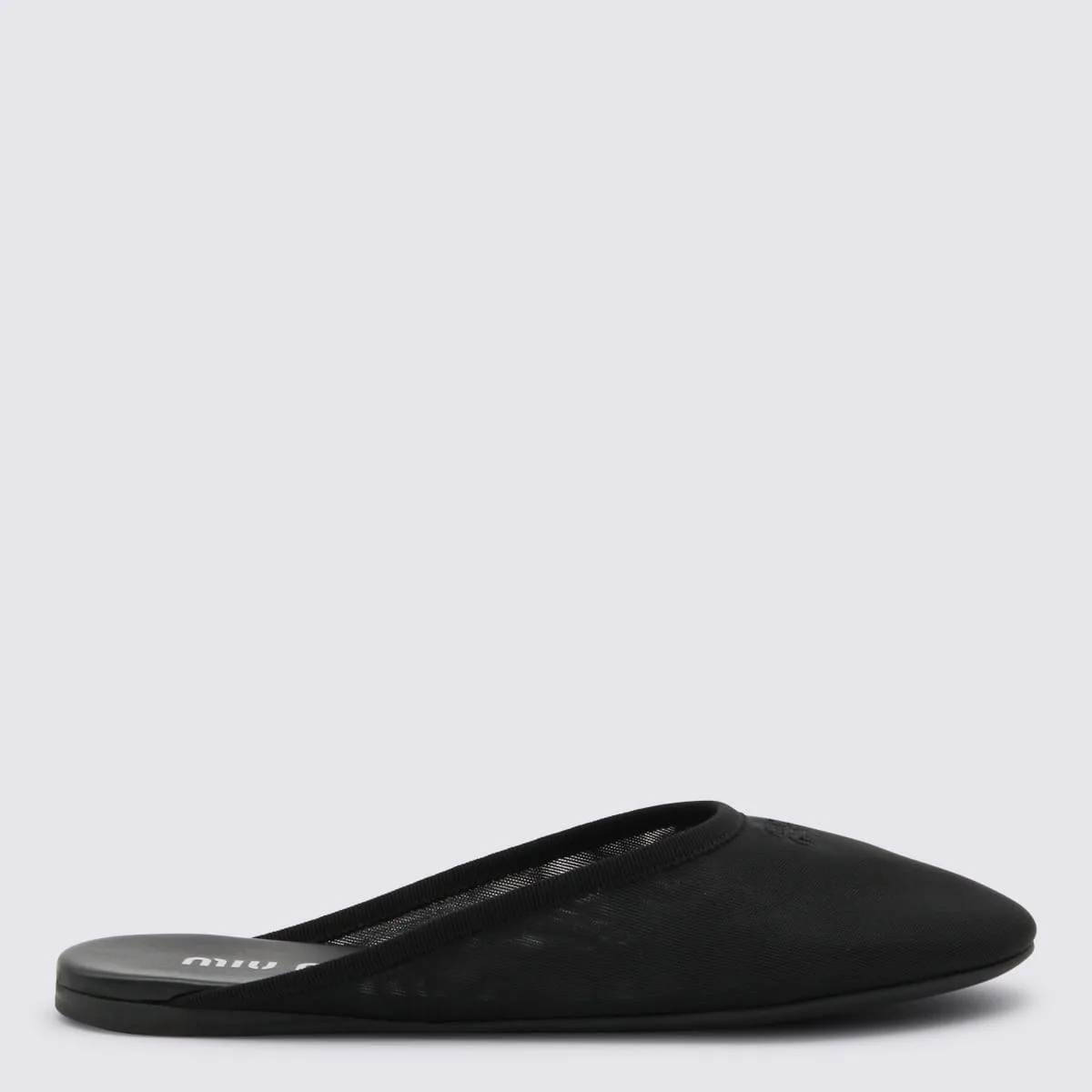 Black Leather Flats by Miu Miu
