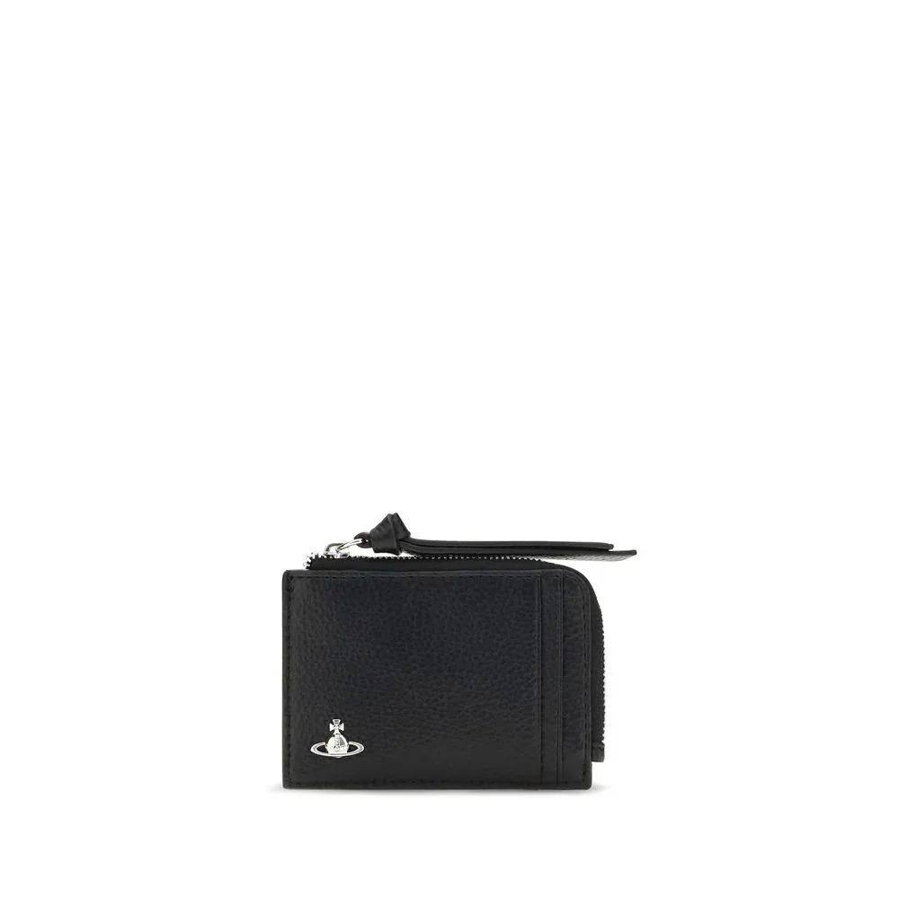 Calf Leather Card Holder with Orb Wallet by Vivienne Westwood