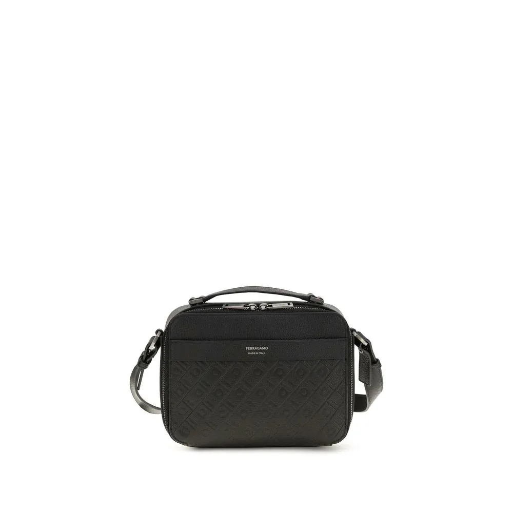 Embossed Gancini Calf Leather Shoulder Bag by Ferragamo