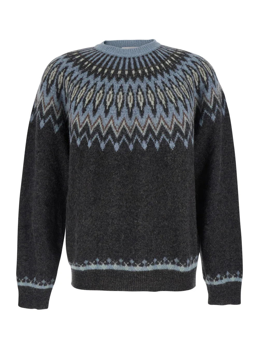 Jacquard Wool Alpaca Crew Neck Sweater by Roberto Collina