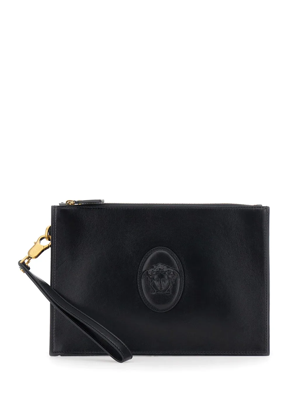 Medusa-Emblem Lambskin Clutch by Versace