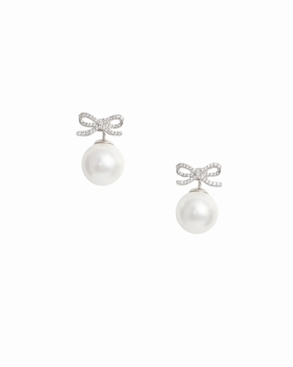Brystal Bow Pearl Earrings