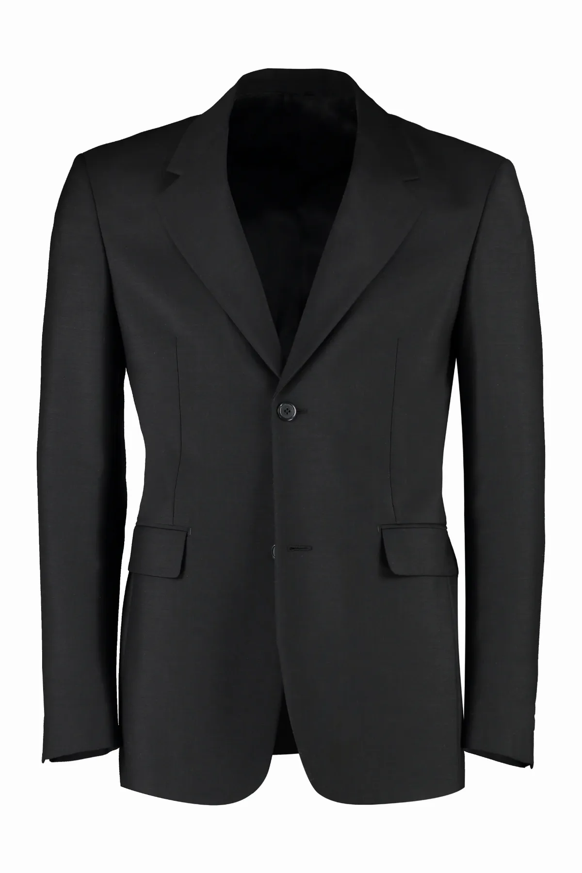 Padded Shoulder Mohair and Wool Blazer by Prada