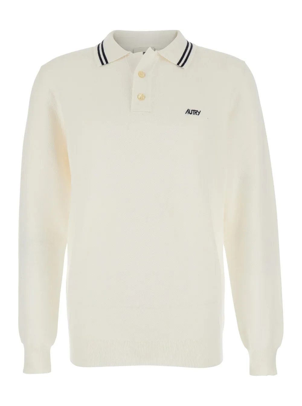 Striped-Collar Wool-Cotton Polo Shirt by Autry