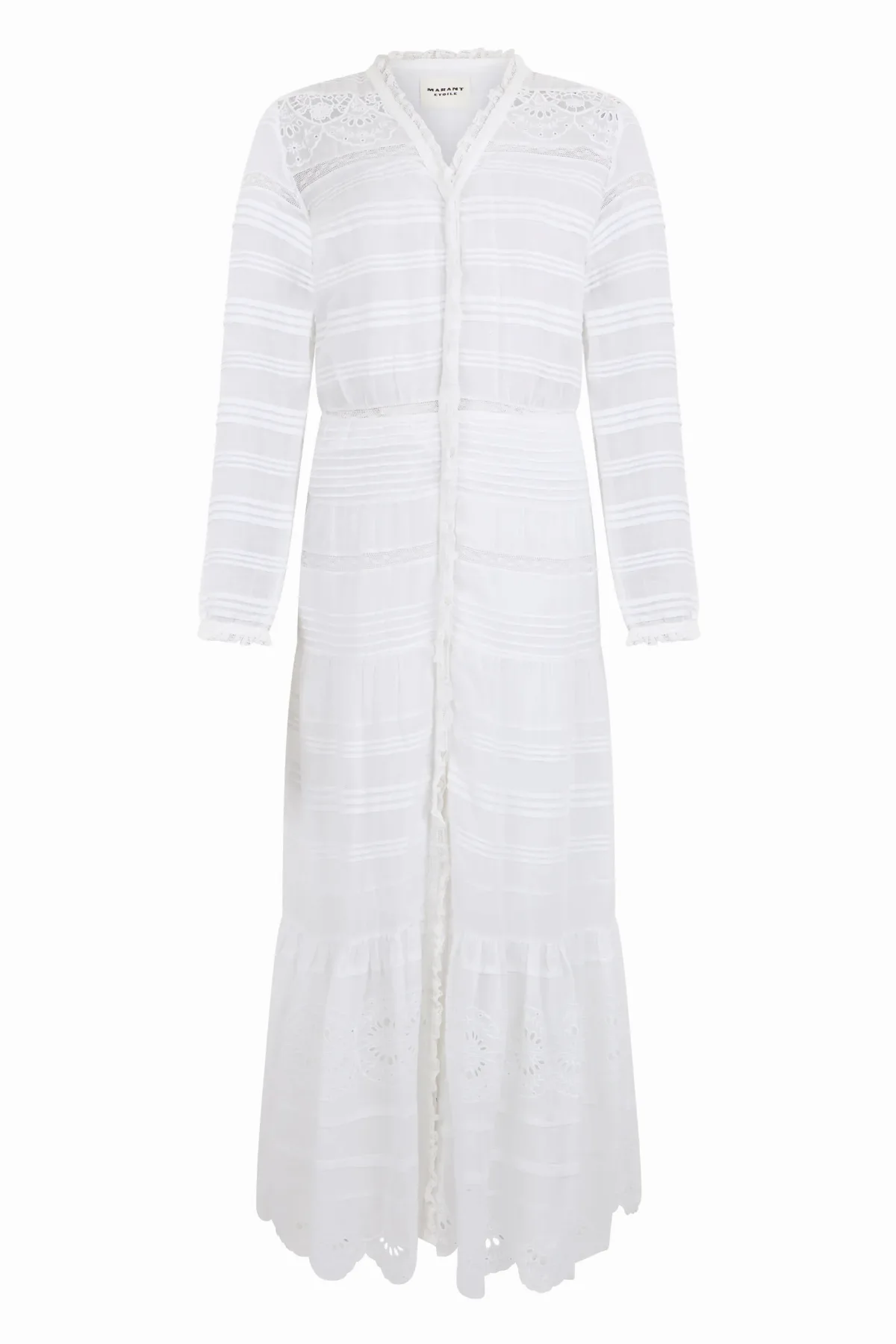 Pleated Lace-Trimmed Cotton Dress by Marant éToile