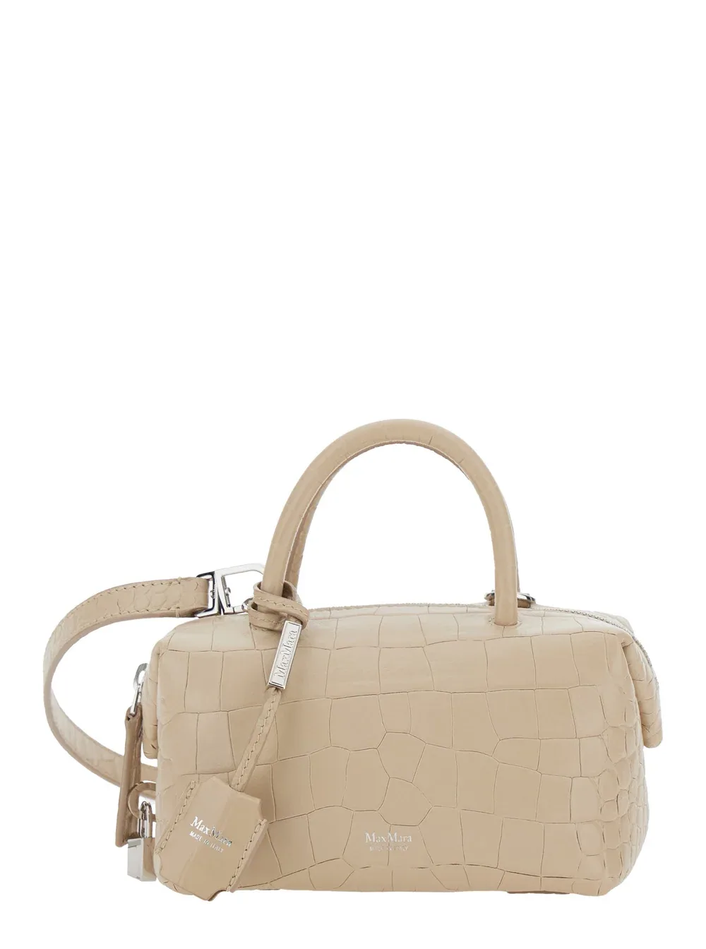 Crocodile-Embossed Lambskin Top Handle Bag by Max Mara
