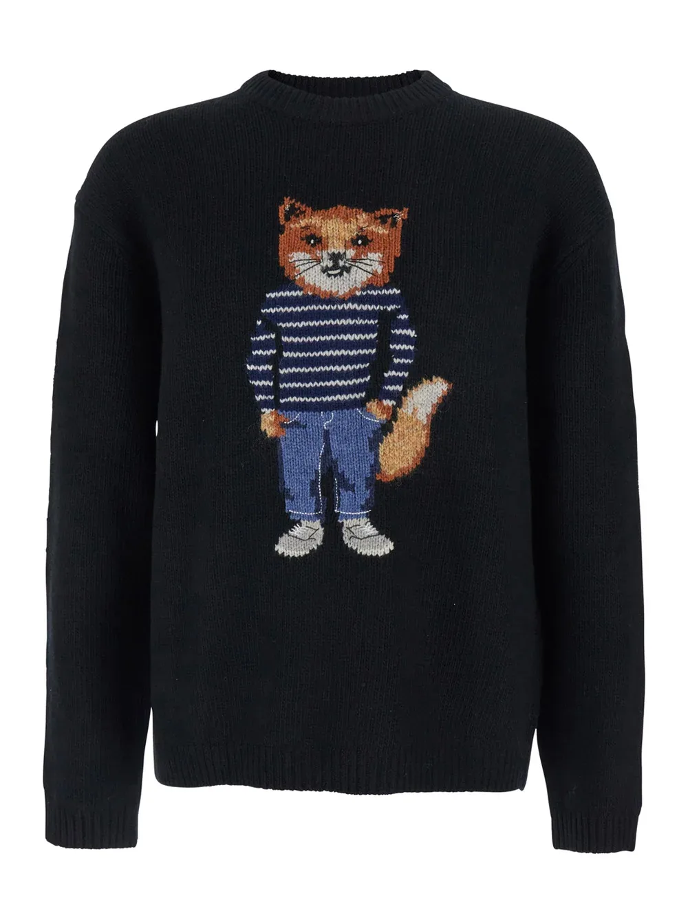 Intarsia Cat Embroidery Sweater by Maison Kitsuné
