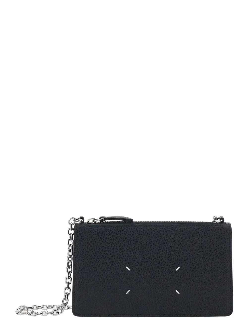 Embroidered Logo Leather Clutch by Maison Margiela