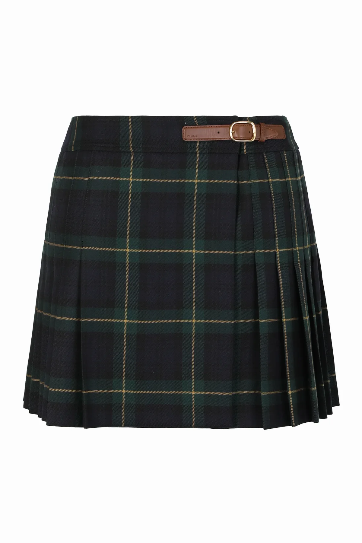 Tartan Wool Pleated Skirt by Celine