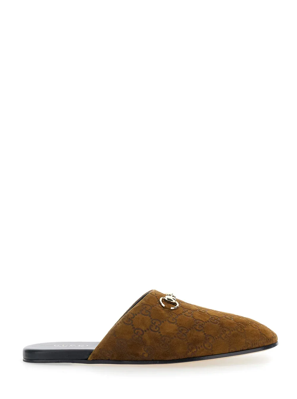 Horsebit and GG Motif Suede Mule by Gucci