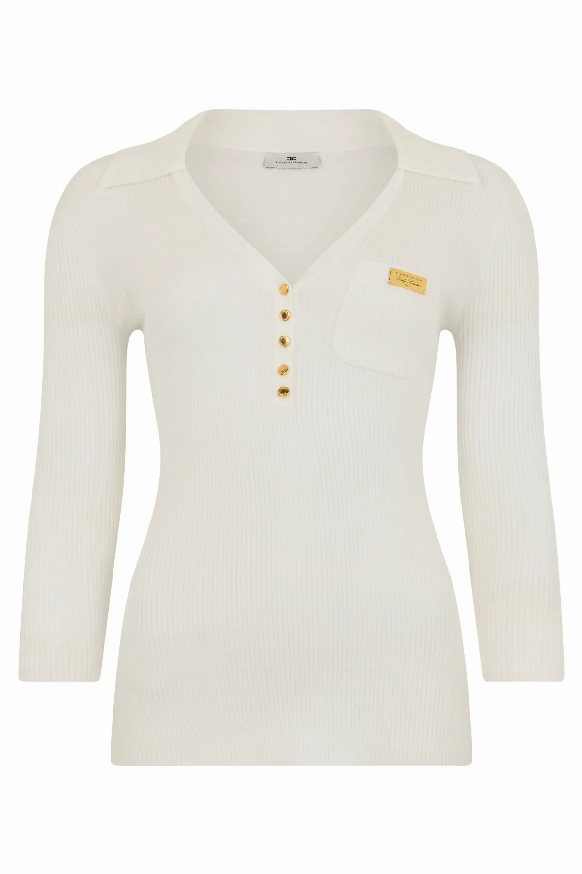 Ribbed Lyocell Polo Shirt by Elisabetta Franchi