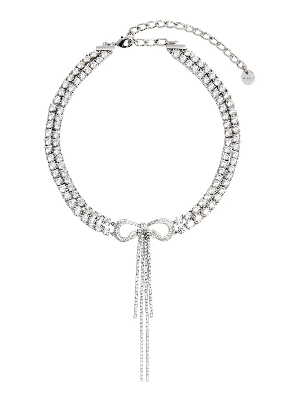 Crystal-Embellished Bow Choker Necklace by Self-Portrait