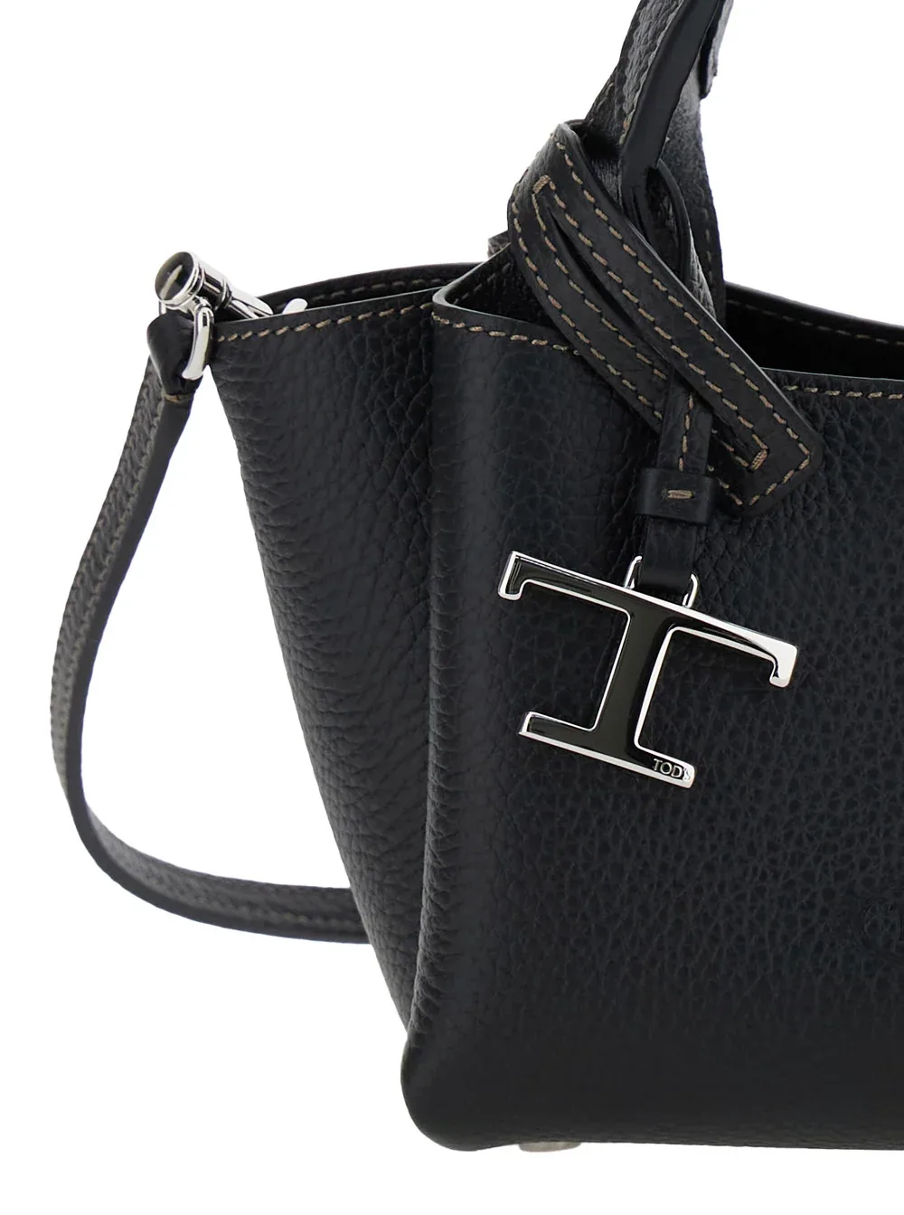 Calfskin Leather with Logo Pendant Top Handle Bag by TOD'S