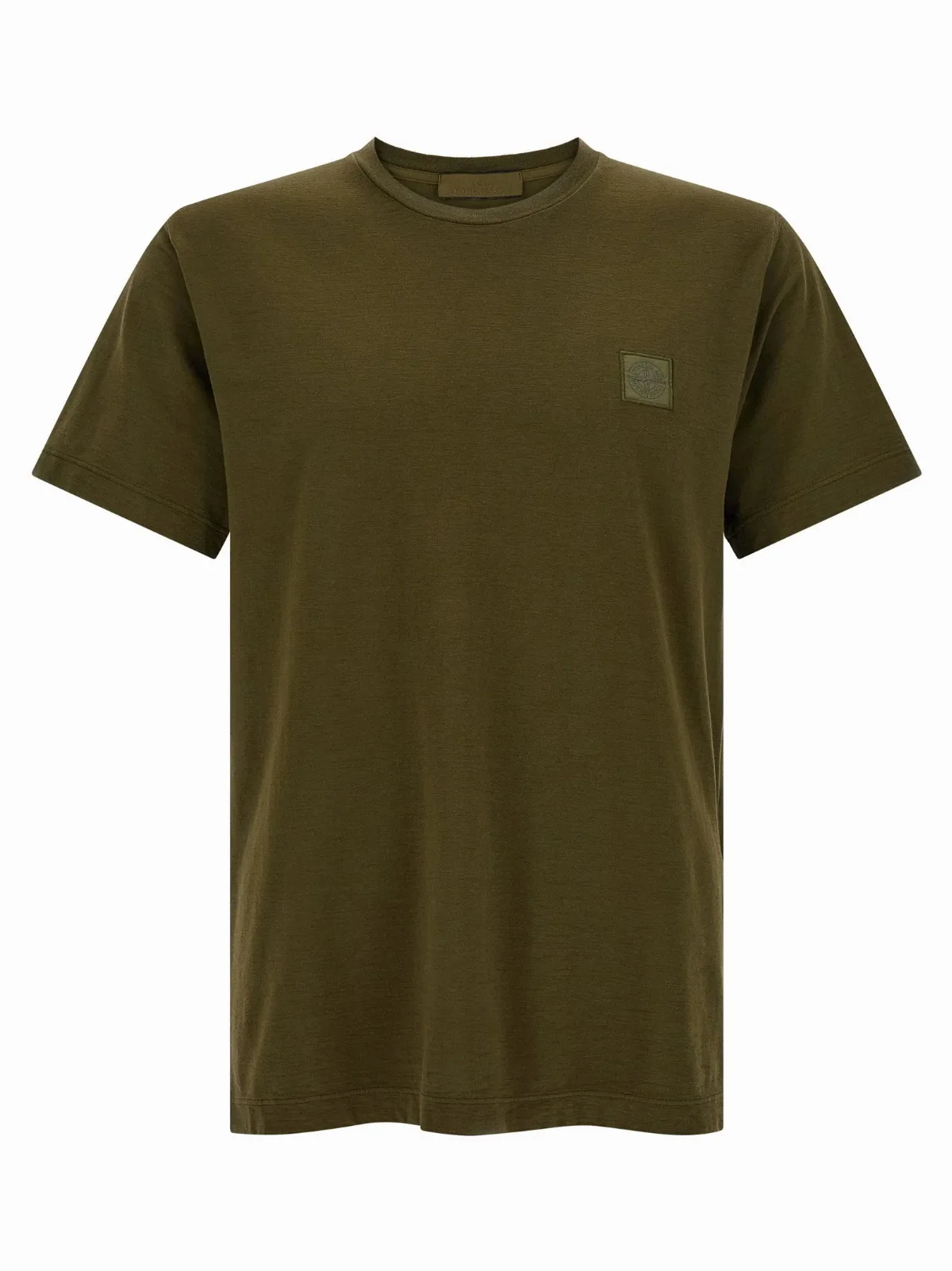 Badge Logo Flamed Cotton T-Shirt by Stone Island