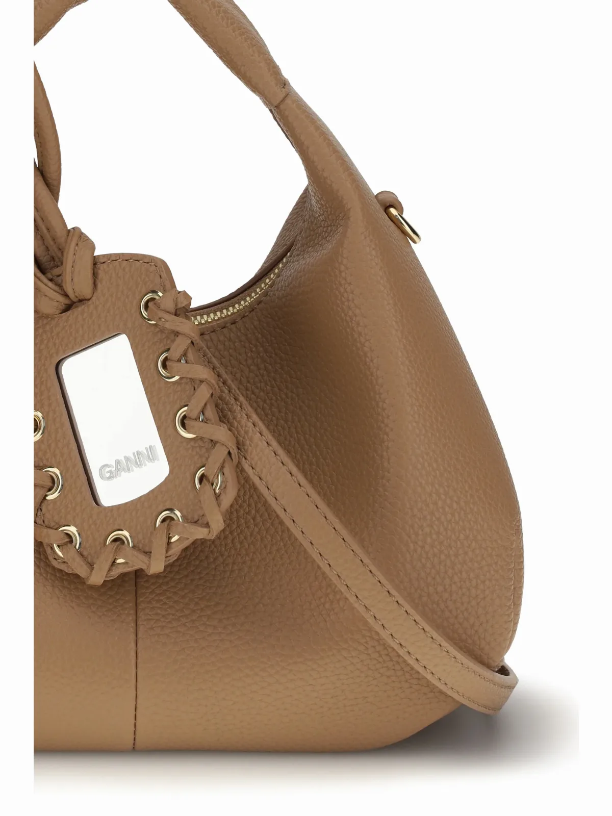 Grained Recycled Polyester Hobo Bag by Ganni