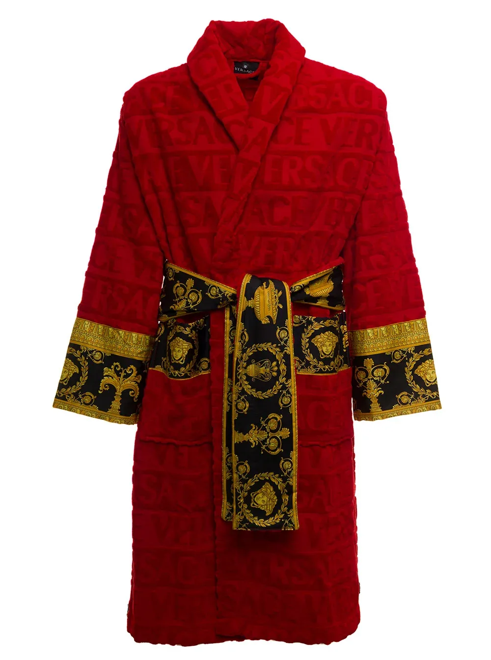 Logo Jacquard Cotton Terry Bathrobe by Versace Home