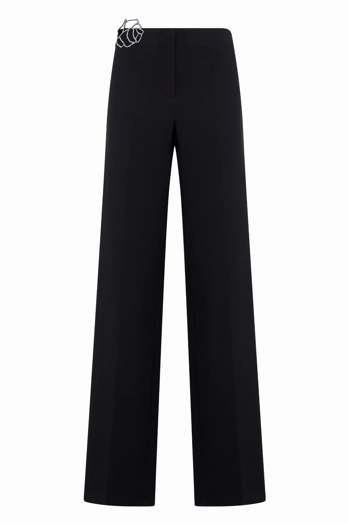 Rhinestone-Embellished Rose Trousers by Blumarine