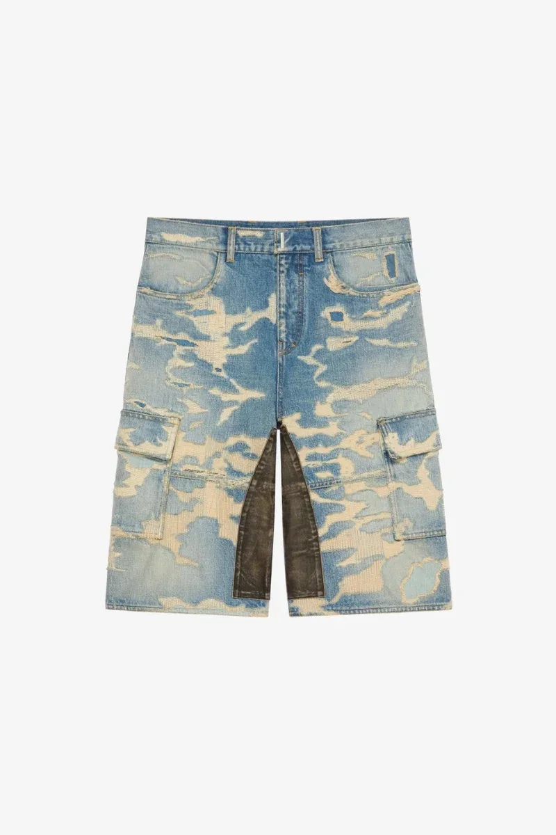 Bleached Multicutted Cargo Shorts by Givenchy