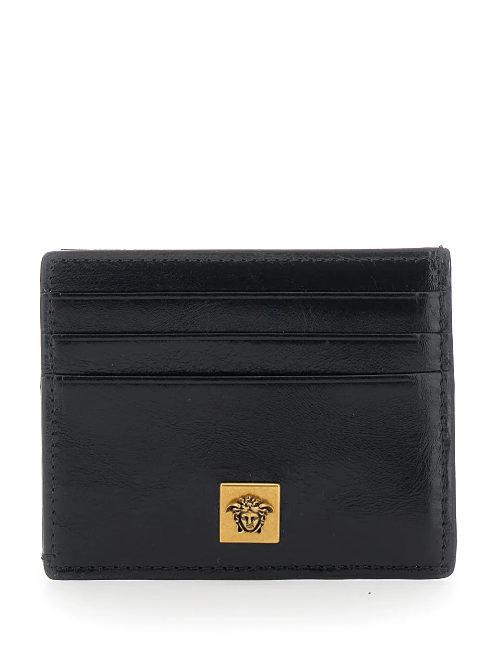 Embossed Logo Lamb Leather Card Case by Versace