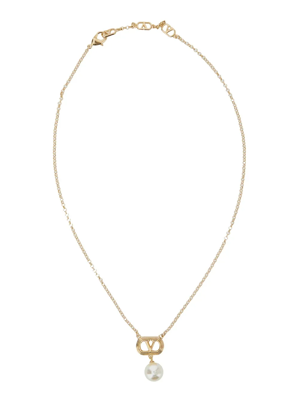 VLogo Charm with Pearl Necklace