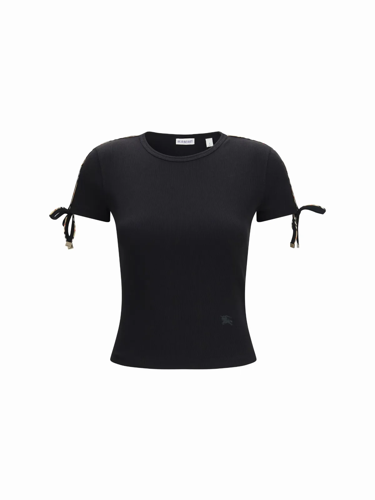 Lace-Up Sleeve Ribbed Cotton T-Shirt by Burberry