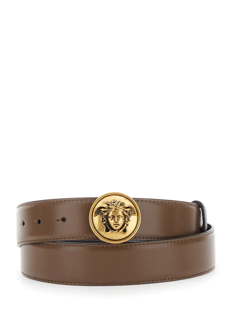 Leather Belt with Medusa Buckle Belt by Versace