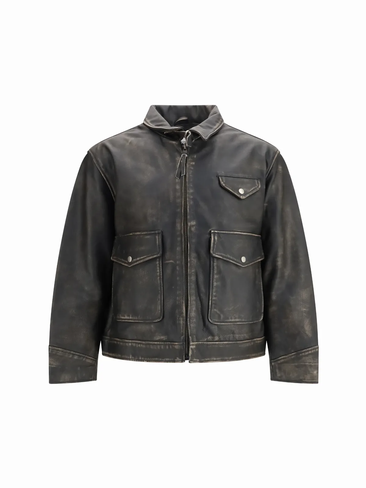 Hand-Distressed Leather Jacket by Found