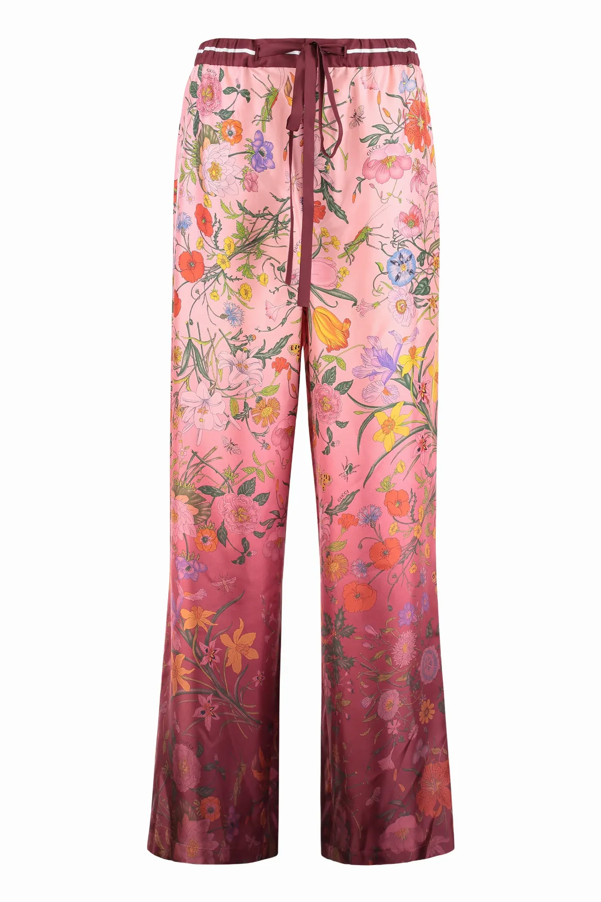 Floral Print Silk Trousers by Gucci