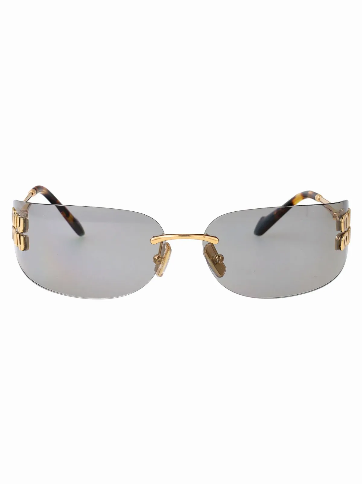 0MU Gold Metal Frame Sunglasses by Miu Miu