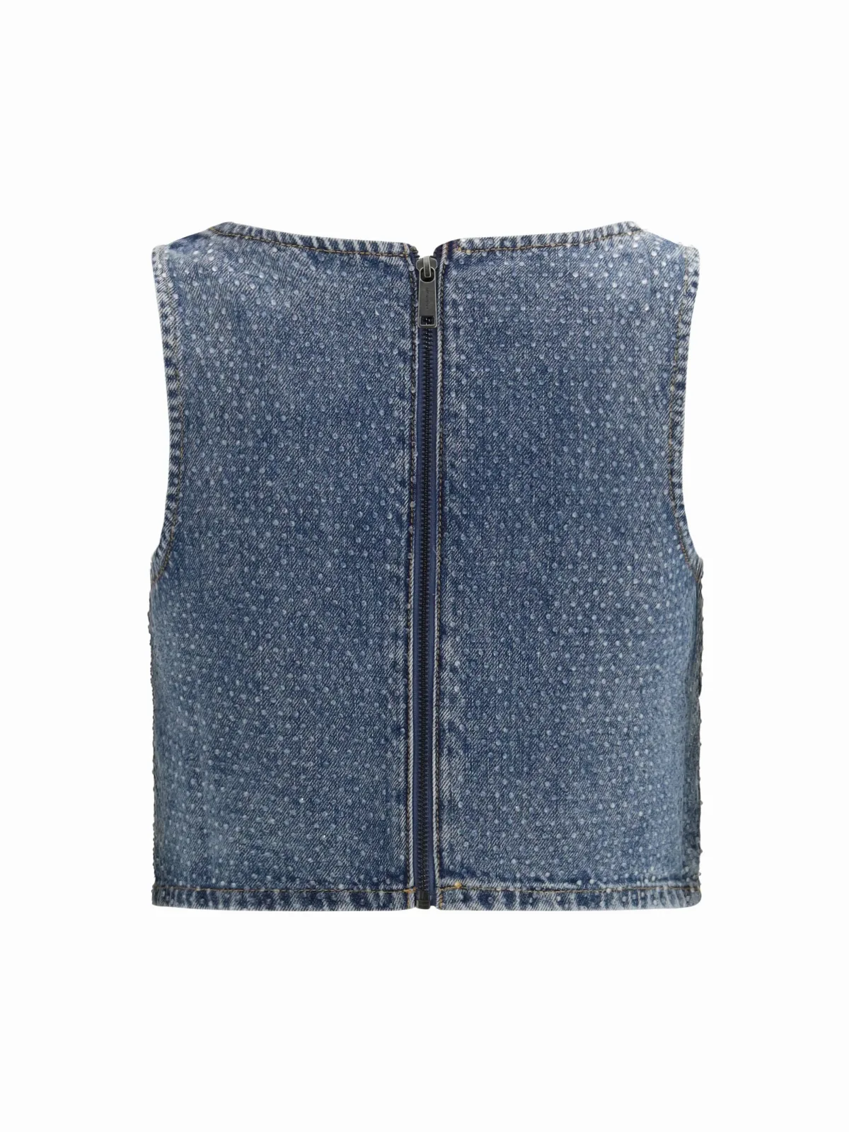 Rhinestone-Embellished Denim Tank Top by Self-Portrait