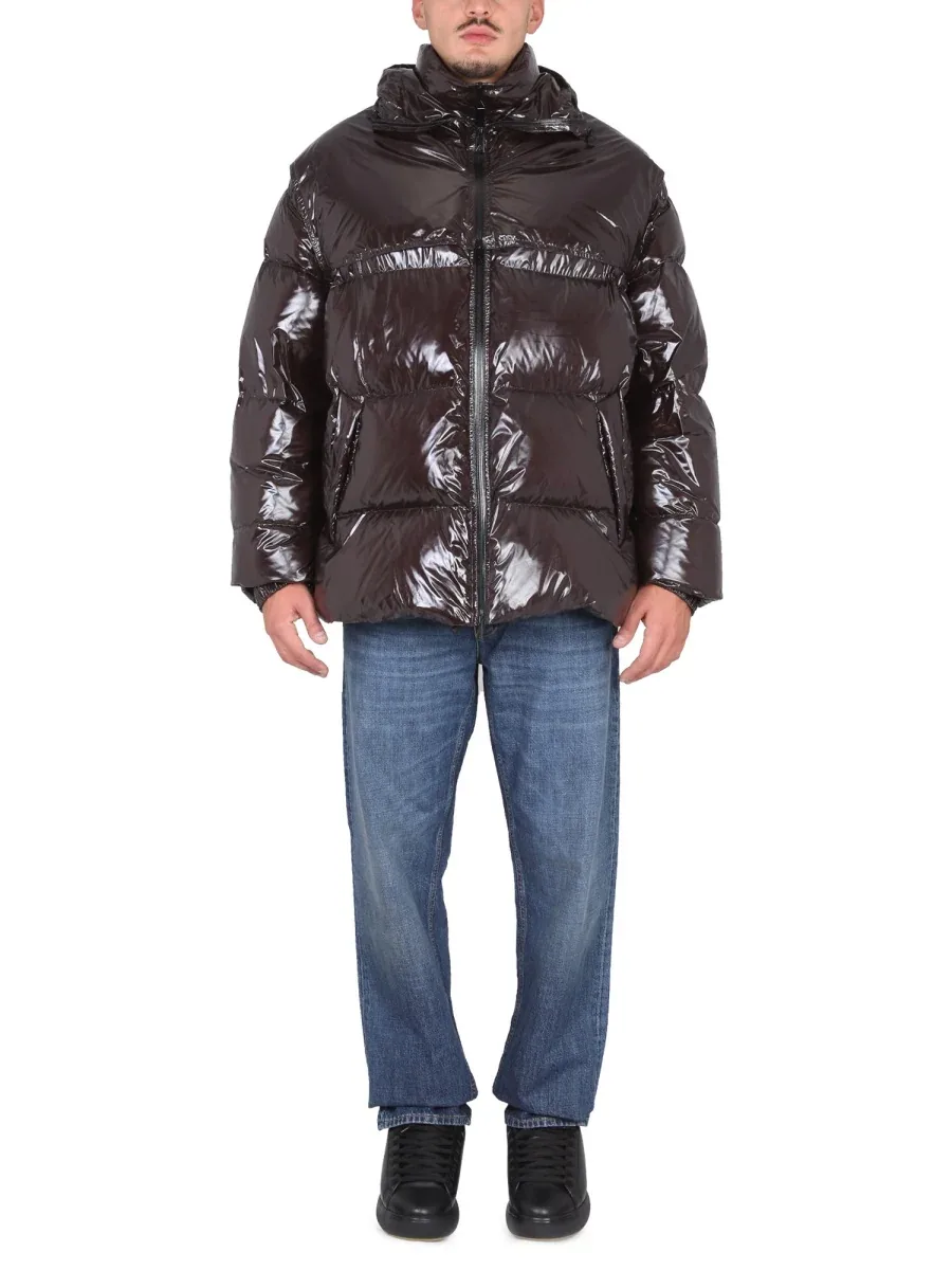 Glossy Quilted Puffer Jacket by Bottega Veneta