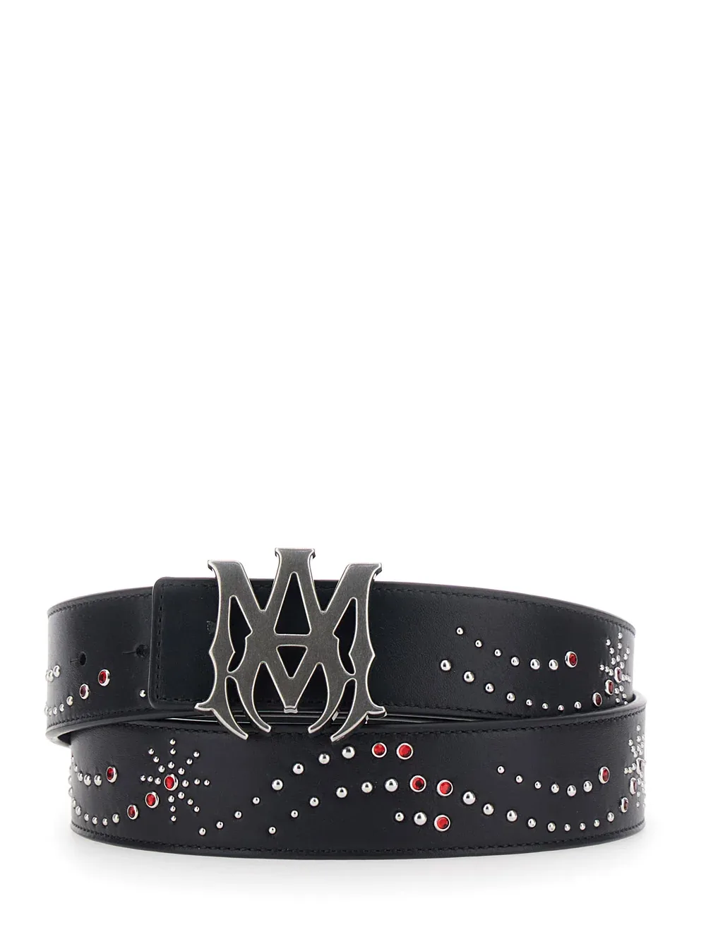 Logo Buckle Studded Leather Belt by Amiri