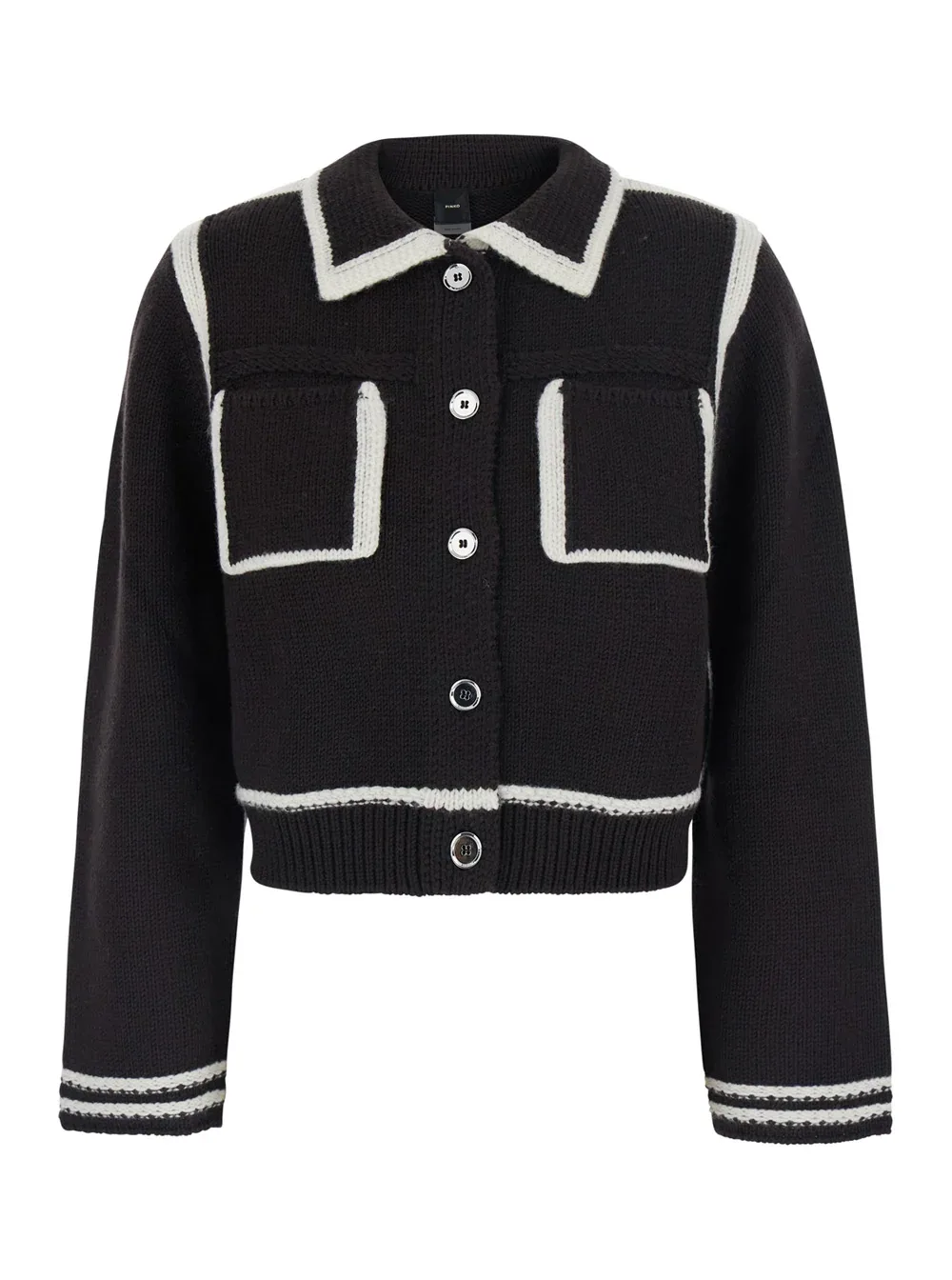 Merino Wool with Contrast Trim Cardigan by pinko