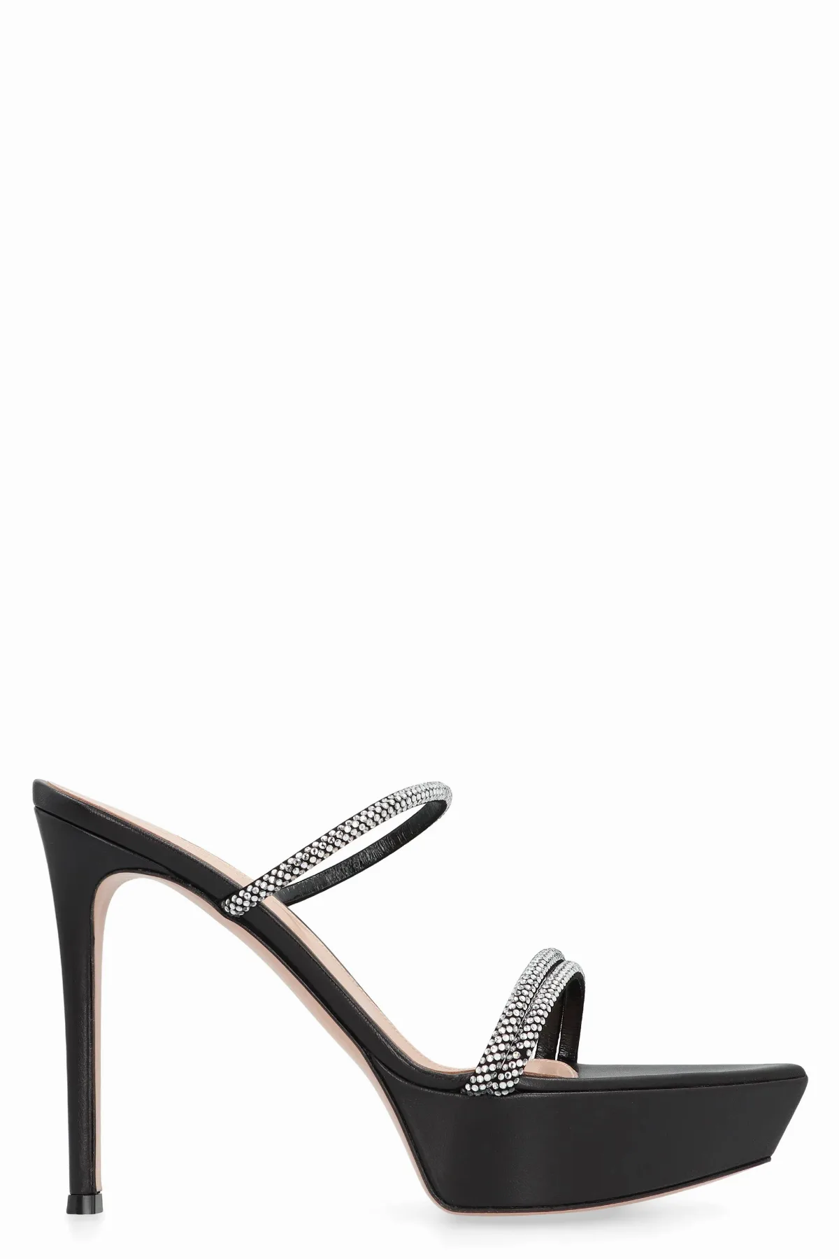 Rhinestone-Embellished Leather Heel Mule by Gianvito Rossi