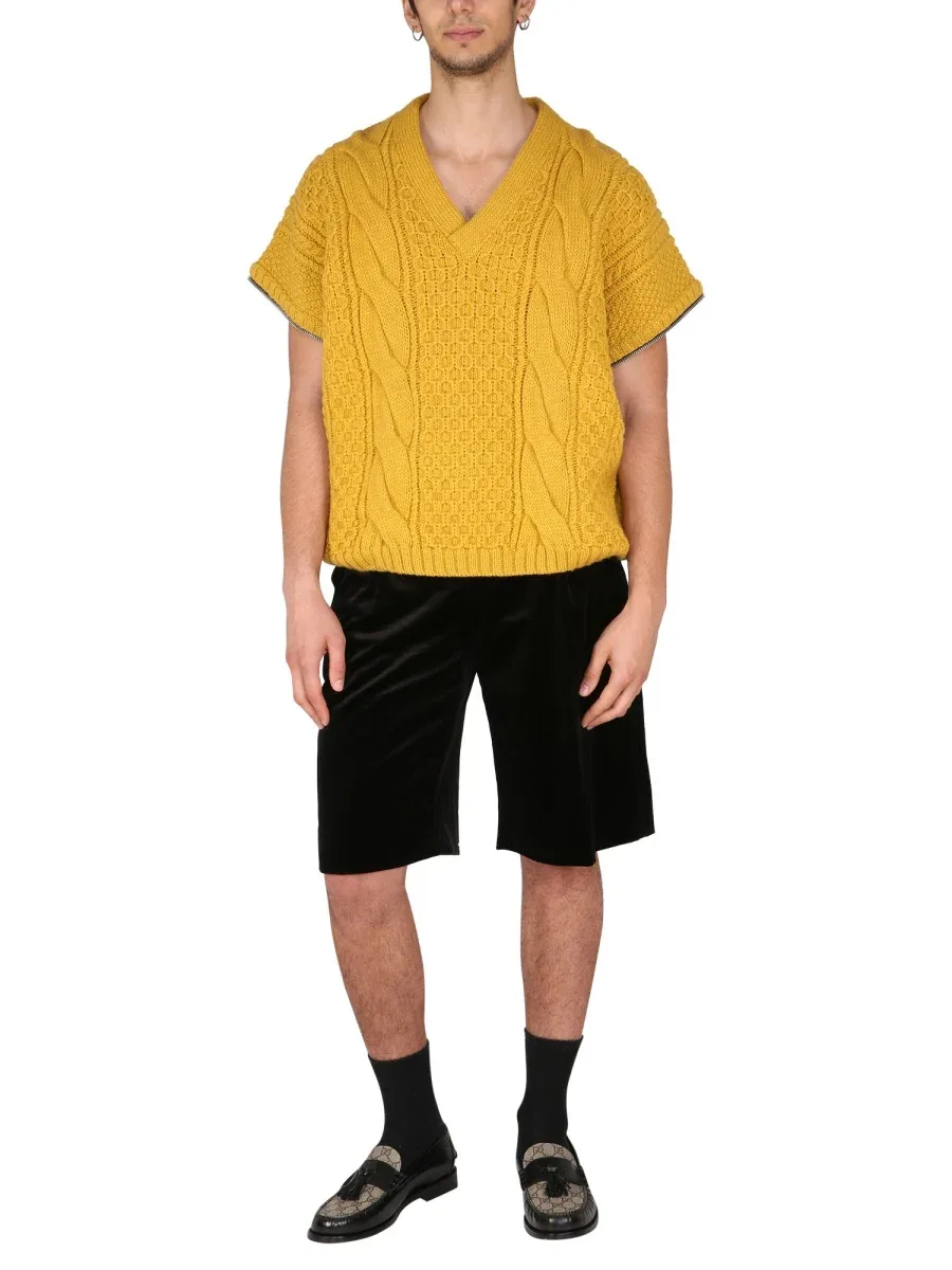 Stretch Velvet Bermuda Shorts by Gucci