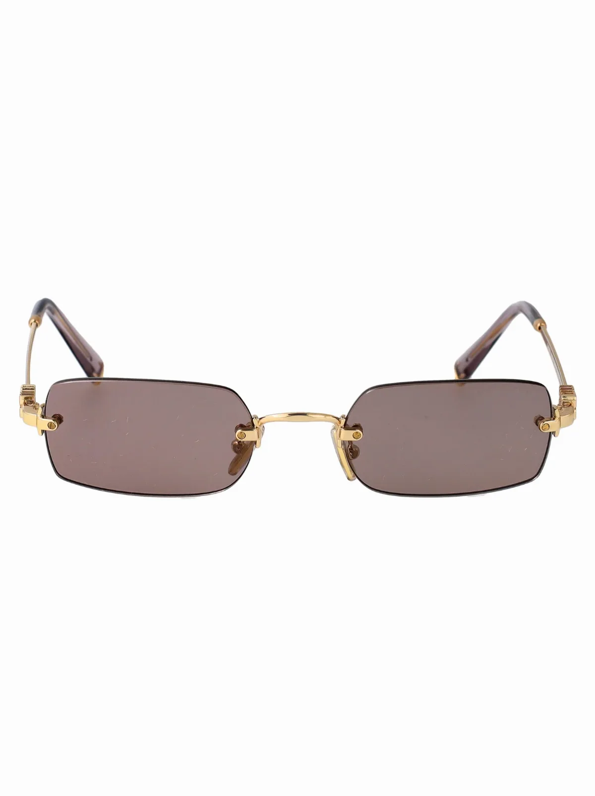0MU Gold Metal Frame Sunglasses by Miu Miu