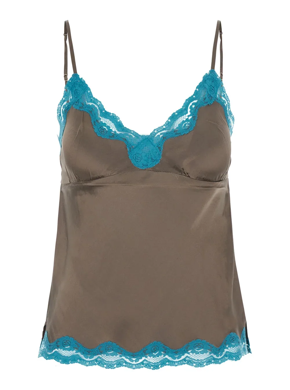 Lace-Trimmed Silk Tank Top