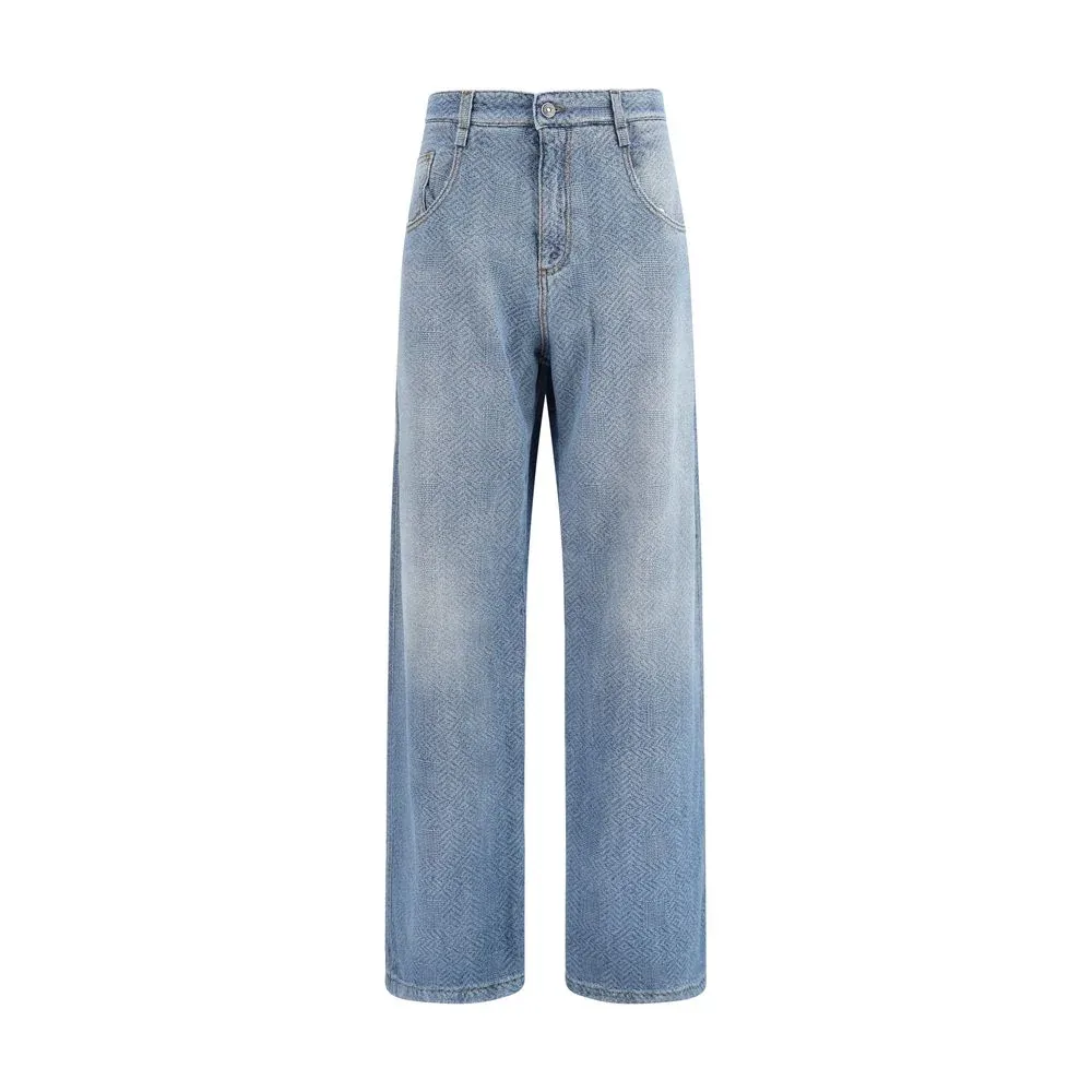 Textured Cotton Baggy Jeans
