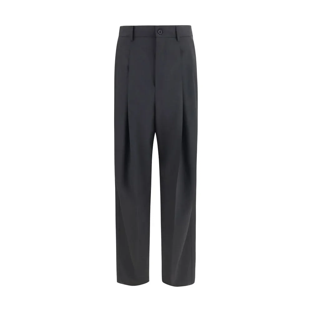 Wide-Leg Wool Blend Trousers