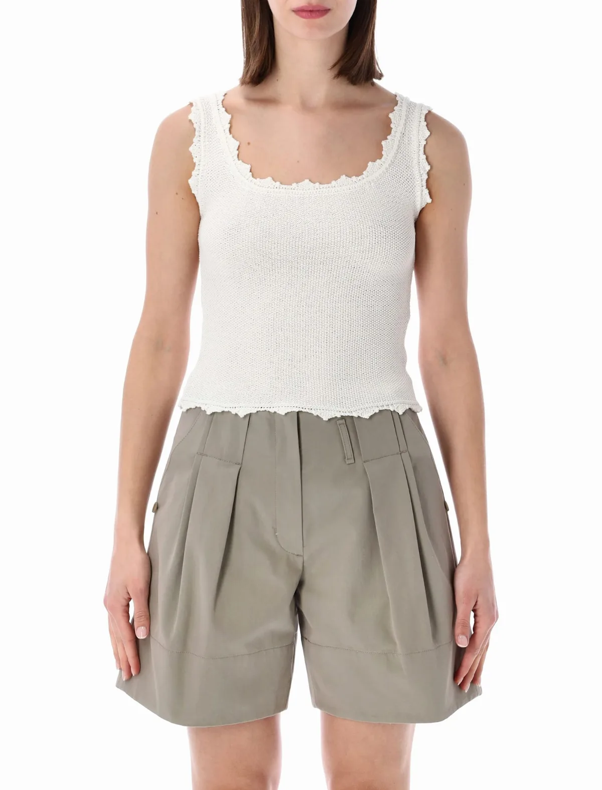 Lace-trim Sleeveless Knit Top