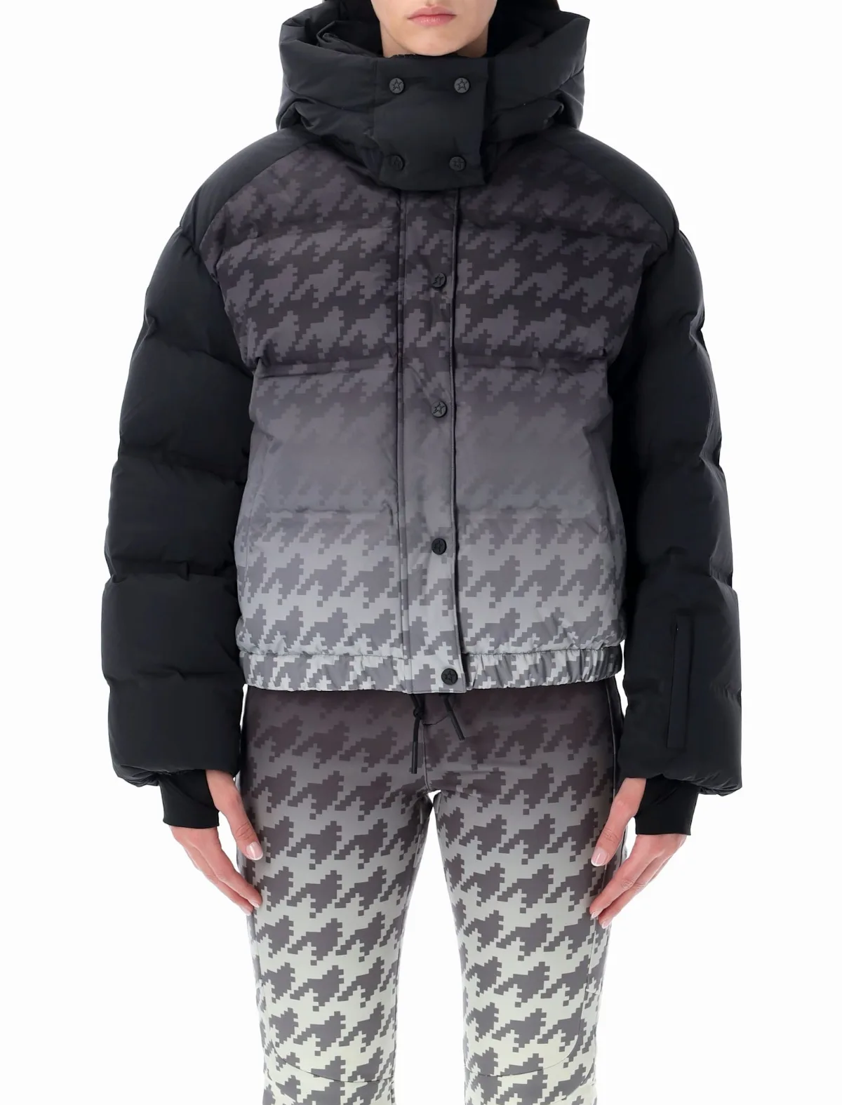 Black Houndstooth Moment Technical Puffer