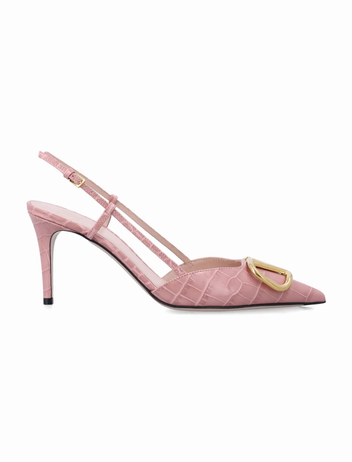 Printed Leather Vlogo Slingback Pumps