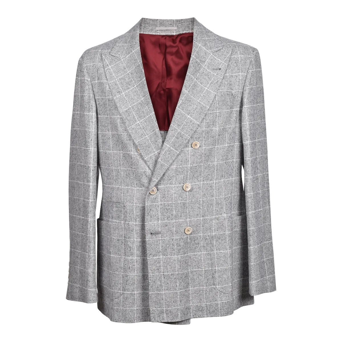 Double-Breasted Wool Check Blazer