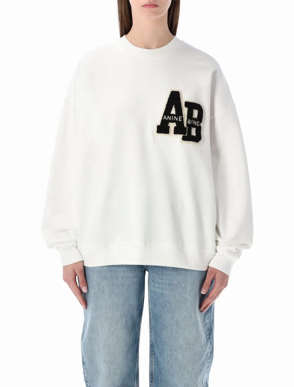 Miles Oversized Letterman Off-white Sweatshirt Anine Bing by Anine Bing