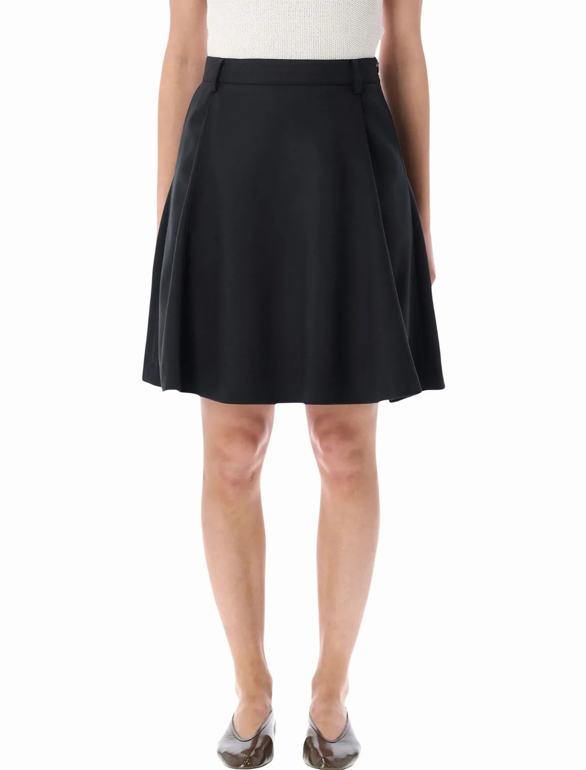 Flared Wool-blend Midi Skirt